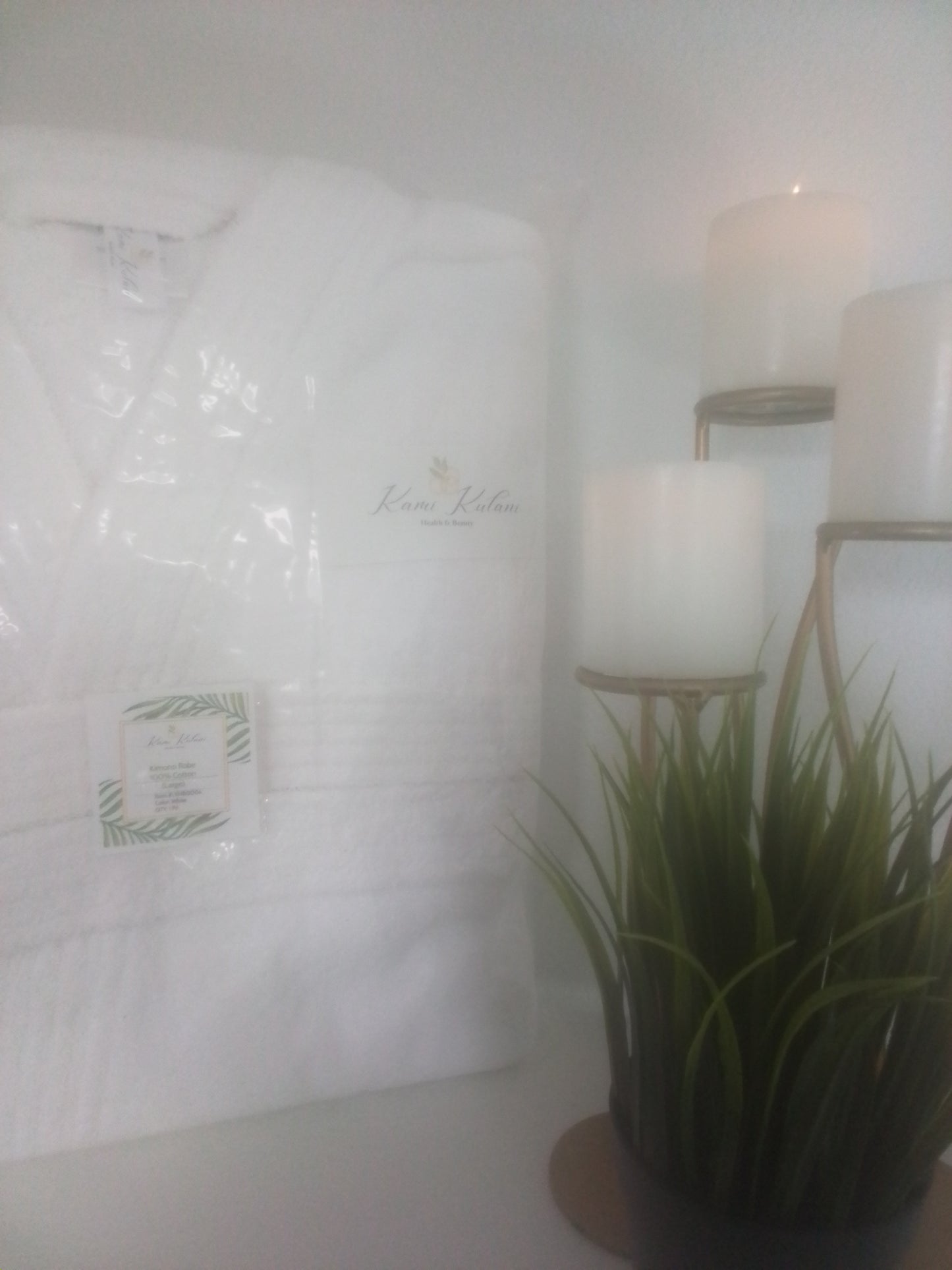 White Terry Cloth Kimono Bath Robe